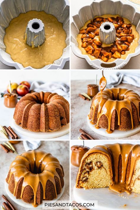 Fall Bunt Cakes Recipes, Bundt Cake Decorations, Cake With Apples, Cake Bundt, Coffee Cake Cupcakes, Bundt Recipes, Glaze Cake, Apple Bundt Cake, Patisserie Fine