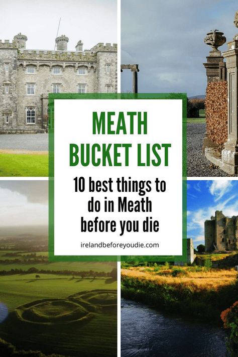 From castles to parks, here are our top ten things to do and see in County Meath in Ireland. #Meath #CountyMeath #MeathIreland County Meath Ireland, Trim Ireland, Irish Pub Decor, Meath Ireland, Norman Castle, Best Of Ireland, England Trip, Ireland Trip, Estate Garden