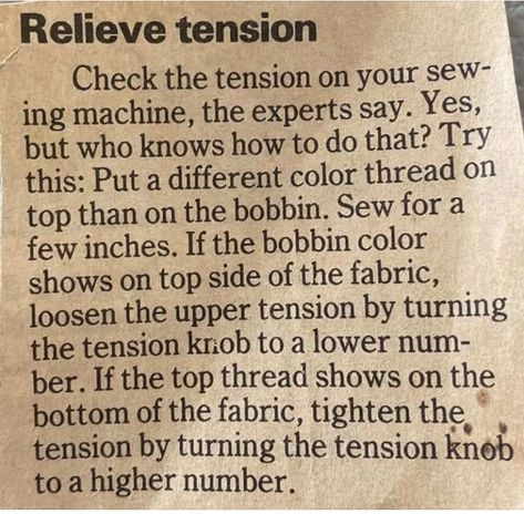 Sewing Machine Tension, Diy Sy, Sewing Machine Repair, Sewing 101, Sewing Machine Basics, Sew Ins, Diy Sewing Clothes, Sewing Lessons, Quilting Tips