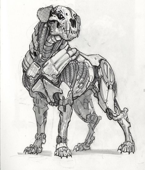 Steampunk Animals, Mechanical Animals, Robot Animal, Mechanical Art, Arte Robot, Rottweiler Dog, Concept Art Drawing, Robot Art, Robots Concept