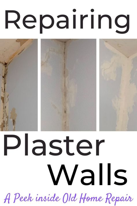 A look inside repair the old plaster in an 1890 Victorian home in the corner of a bedroom with water damage. A DIY project in home restoration that anyone can handle. Repairing Plaster Walls, Plaster Walls Diy, Bathroom Ceiling Ideas, Hanging Drywall, Plaster Repair, Old Victorian Homes, House Vibes, Victorian Kitchen, House Restoration