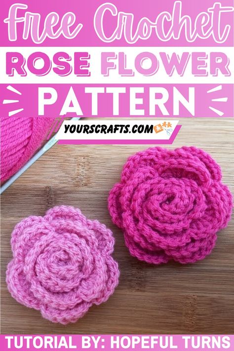 Crochet Rose Flower Patterns To Brighten Your Home - Yours Crafts Knit Rose Pattern, Crochet Rose Flowers Free Pattern, Crochet Roses Free Pattern Easy, Free Rose Crochet Pattern, How To Crochet A Rose Step By Step, Purple Crochet Flowers, Crochet Roses Free Pattern Simple, Simple Crochet Flowers Free Pattern, Free Crochet Flower Patterns Easy