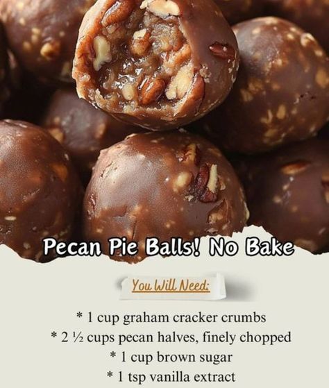 Chocolate Balls No Bake, Pecan Pie Chocolate, Thanksgiving Ideas Food, Cream Cheese Stuffed Peppers, Pie Balls, Pecan Pie Balls, Best No Bake Cookies, Easy Pecan Pie, Pecan Pie Easy