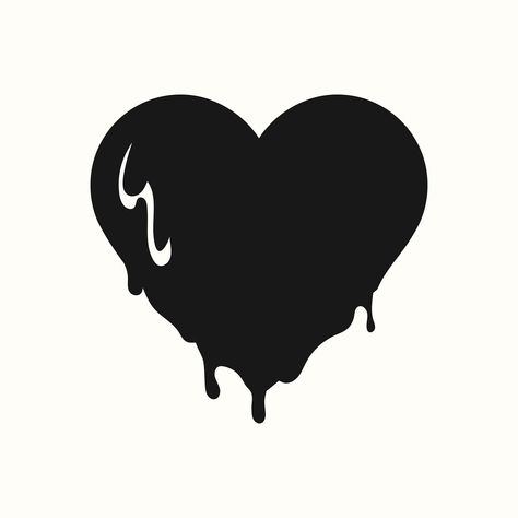 Melting Heart Tattoo, Melting Heart, Heart Icon, Heart Illustration, Heart Symbol, Black Heart, Home Decor Decals, Sculpture, Graphic Design