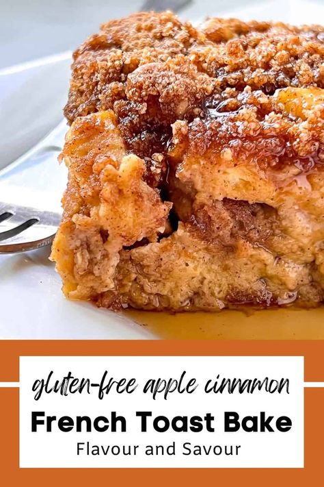 This delicious Apple Cinnamon French Toast Bake makes the ultimate weekend or holiday breakfast casserole! Gluten-free bread cubes and diced sweet apples are covered with plant-based milk and egg custard, topped with crunchy maple-walnut streusel, then baked to perfection! Gluten Dairy Free Breakfast Casserole, Gluten Free Christmas Breakfast, Gluten Free French Toast Casserole, Holiday Breakfast Casserole, Apple Cinnamon French Toast, Dairy Free Breakfast Casserole, Gluten Free Breakfast Casserole, Apple French Toast Bake, Oven Baked French Toast