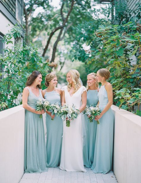 Seafoam blue bridesmaid dresses: http://www.stylemepretty.com/2016/01/25/seafoam-blue-santa-rosa-beach-wedding/ | Photography: Jennifer Blair - http://jenniferblairphotography.com/ Beach Wedding Style, Turquoise Bridesmaid, Beach Bridesmaids, Turquoise Bridesmaid Dresses, Beach Wedding Bridesmaids, Wedding Dresses Videos, Beach Wedding Attire, Beach Bridesmaid Dresses, Bridesmaids Dress Inspiration