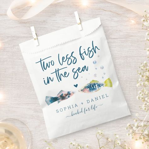 Two Less Fish In The Sea, Beach Theme Wedding Favors, Fish In The Sea, Sea Wedding, Beach Themed Party, Watercolor Fish, Modern Script Font, Invitations Diy, Beach Bridal