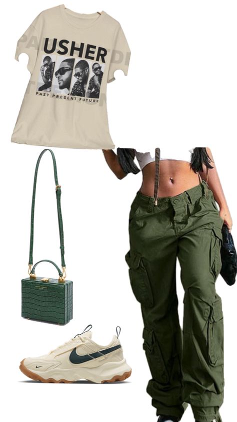 Cargo Pant Concert Outfit, Green Day Outfit, Green Concert Outfit, Outfit Ideas Concert, Concert Look, Day Outfit Ideas, Concert Outfits, Concert Looks, Cargo Pant