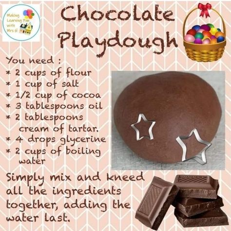 Chocolate Playdough, Sensory Play Dough, Sensory Dough, Chocolate Day, Being Creative, Christmas School, Kids Learning Activities, Salt Dough, Play Dough