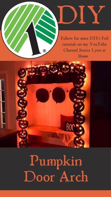 Dollar Tree Pumpkin Arch, Pumpkin Door Arch, Halloween Door Arch, Diy Halloween Arch, Pumpkin Archway Diy, Diy Pumpkin Arch, Pumpkin Arch, Halloween Arch, Door Arch