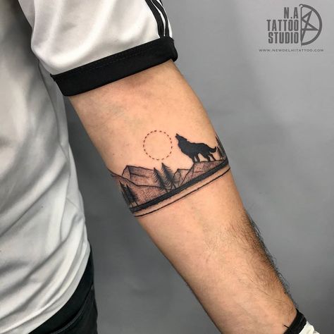 1,188 Likes, 6 Comments - N.A Tattoo Studio (@natattoostudio) on Instagram: “Armband Tattoo by @tattoosbymegha  done at @natattoostudio.  #armbandtattoo #wolftattoo #nature…” Armband Tattoo Meaning, Armband Tattoos For Men, Armband Tattoos, Tattoo Meaning, Band Tattoo, Wolf Tattoos, Wolf Tattoo, Wolf Art, Armband Tattoo