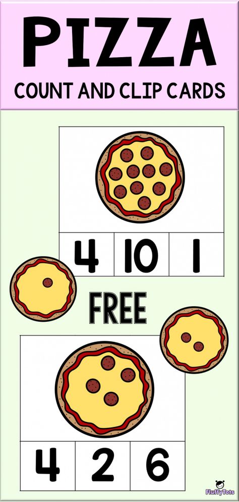 FREE Pizza Count and Clip Cards | Yummy pizza for learning counting? Oh that will be loads of fun!  These Pizza Count and Clip Cards will help your students to count from 1-10.  Great for Preschool, PreK and Kindergarten. Perfect for independent use.   #SummerPreschool #kindergarten#PreschoolMath  #PreschoolActivities #KidsLearning #Preschool #PreschoolThemes #mathcenter #kindergarten #homeschooling #math  #busybags Pizza Themed Preschool Activities, Pizza Counting Activity, Pizza Kindergarten Activities, Pizza Theme Prek, Pizza Worksheets For Preschool, Pizza Preschool Theme, Pizza Math Preschool, Preschool Pizza Theme, Preschool Pizza Activities