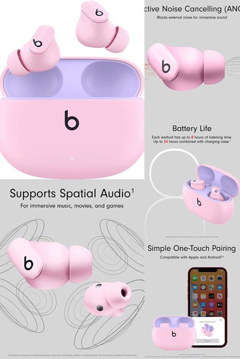 Pink Beats Earbuds, Beats Earphones, Beats Earbuds, Headphones Pink, Beats Studio Buds, Sunset Pink, Xmas Wishes, Noise Cancelling Earbuds, Beats Studio