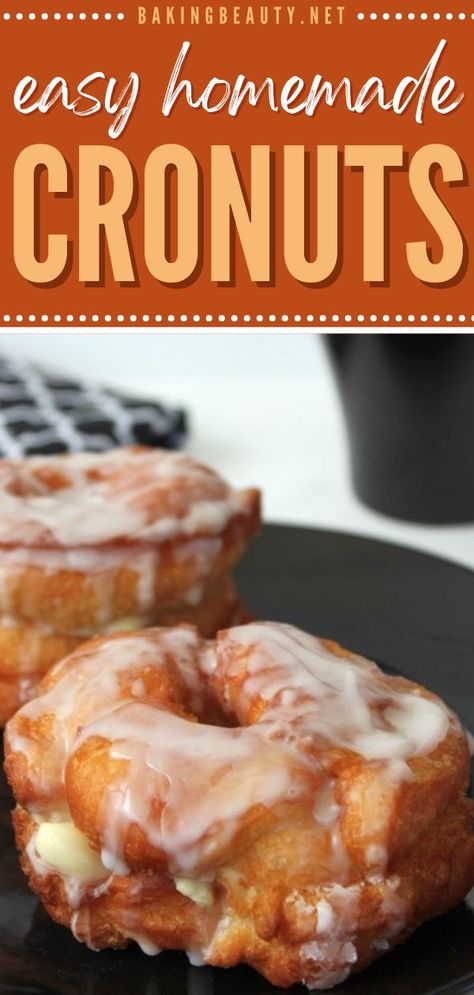 Easy Cronuts Recipe, holiday brunch ideas, christmas morning Parlor Donuts Recipe, Breakfast Croissant Recipes, Baked Doughnut Recipes Easy, Easy Baked Donut Recipes, Soft Breakfast Foods, Crossaint Recipe, Christmas Donuts Ideas, Homemade Donuts Recipe Easy, Home Made Donuts Recipe