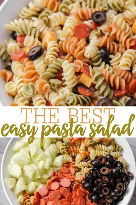 Italian Pasta Salad For A Crowd, Pasta Salad With Pepperoni And Cheese, Pasta Olives, Rotini Salad, Bake Macaroni, Creamy Italian Pasta Salad, Easy Pasta Salad Recipes, Summer Pasta Salad Recipes, Veggie Pasta Salad