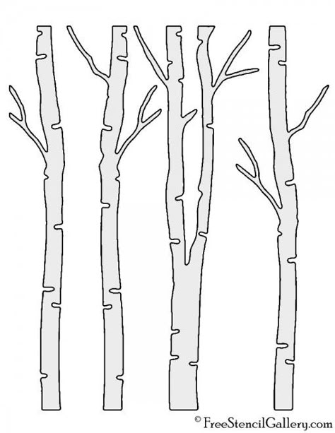 Birch Tree Stencil | Free Stencil Gallery Tree Branch Template, Stencils Printables Free, Birch Tree Stencil, Branch Template, Printable Tree, Tree Outline, Tree Template, Birch Tree Art, Bird Stencil