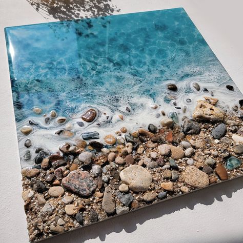 All products – Page 3 – Zernova Beach Sand Art, Resin Ocean Art, Seni Resin, Beach Themed Crafts, Small Landscape, Ocean Shore, Epoxy Ideas, Beach Art Painting, Vintage Floral Wallpapers