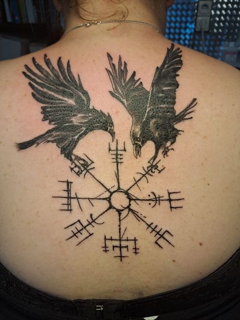 Odins Raven and the Vegvisir Odins Ravens Tattoo, Odin's Ravens Tattoo, Ravens Tattoo, Odins Ravens, Odin's Ravens, Viking Life, Raven Tattoo, Dragonfly Tattoo, Forearm Tattoos