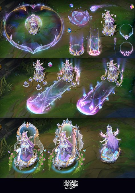 ArtStation - League of Legends WildRift：Crystal Rose Seraphine, XHE 1992 Game Effect, Super Powers Art, Character Model, Character Model Sheet, Crystal Power, Combat Art, Model Sheet, Magic Powers, Fan Design