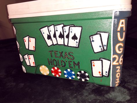 Las Vegas Frat Cooler, Poker Frat Cooler, Frat Coolers Ideas Formal, Mountain Weekend Cooler, Painted Fraternity Coolers, Nola Cooler, Formal Coolers, Frat Formal, Parking Lot Painting