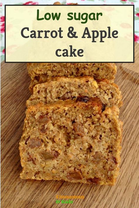 Carrot Apple Cake, Carrot And Apple Cake, Apple Carrot Cake Recipe, Healthy Fruit Cake Recipes, Fruit Sweetened Cake, Low Sugar Apple Recipes, Sugar Free Carrot Cake Recipe, Healthy Apple Loaf, Apple Cake Healthy