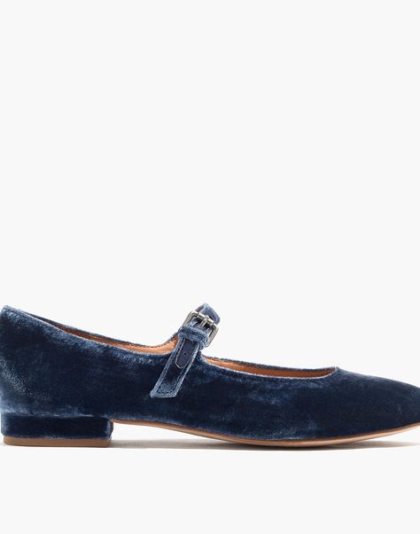 The Coralie Mary Jane Flat Velvet Ballet Flats, Mary Jane Shoes Flat, Mary Jane Ballet Flats, Affordable Shoes, Blue Accessories, Fancy Shoes, Bride Accessories, Mary Jane Flats, Madewell Jeans