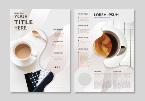 Magazine layout template Free Vector | Free Vector #Freepik #vector #freebrochure #freeposter #freemockup #freefood Coffee Pamphlet Design, Coffee Layout Design, Poster Text Design, Coffee Poster Design Ideas, Coffee Flyer Design, Cafe Poster Design, Coffee Layout, Kaffe Station, Holiday Poster Design