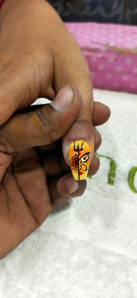 Durga Maa Nail Art, Durga Puja Nail Art, Ganesh Puja, Festival Nails, Durga Maa, Nail Extensions, Mehndi Designs, Stylish Nails, Art Designs