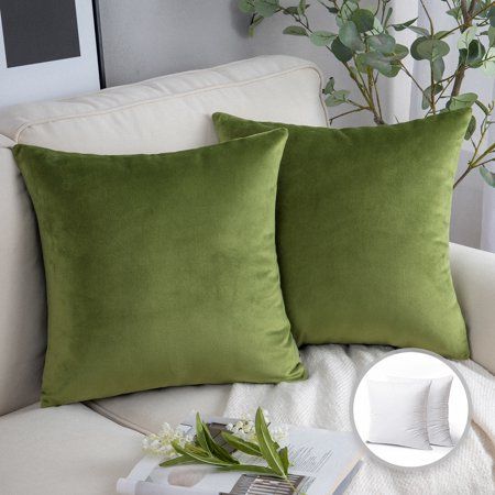 Green velvet pillow