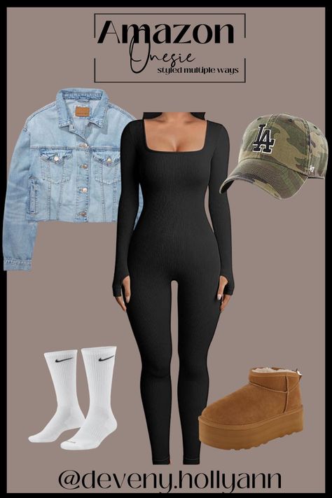 Black Ribbed Jumpsuit Outfit, Black Bodysuit Outfit Winter Long Sleeve, Body Suit Outfits Winter Long Sleeve, Jumpsuit Outfit Black Women Winter, Long Sleeve Bodysuit Outfit Ideas, Full Jumpsuit Outfit, Black Full Bodysuit Outfit Winter, Styling One Piece Jumpsuit, Styling Jumpsuits Casual