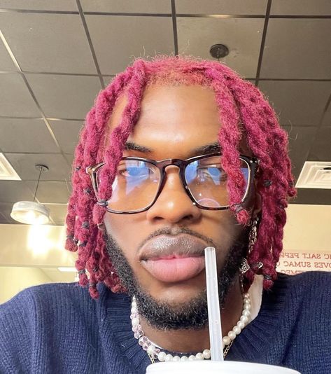 Locs On Men, Black Men With Locs, Locs For Men, Locs Men, Pink Locs, Men With Locs, Dyed Locs, Mens Dreadlock Styles, Dyed Dreads