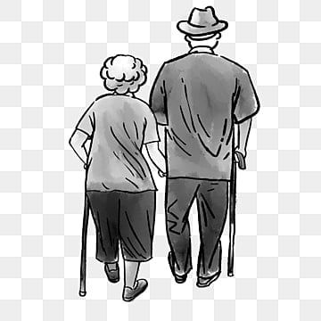 Old Couple Drawing Sketch, Old Couple Drawing, Old Man Drawing, Road Drawing, Cute Old Couples, Geometric Wolf Tattoo, Couple Png, Couple Poses Drawing, Man Clipart