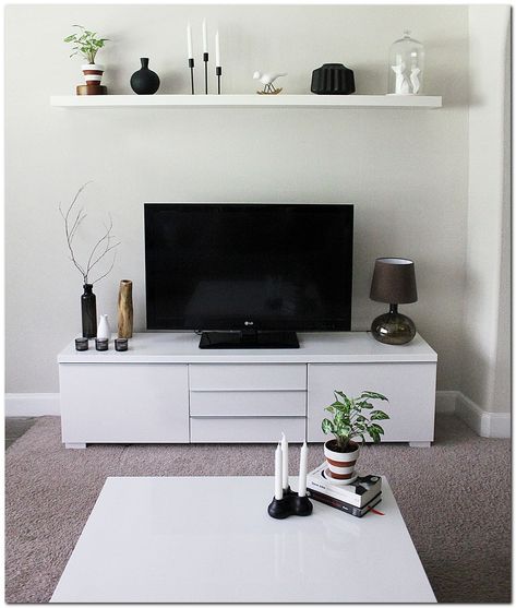 50+ Cozy TV Room Setup Inspirations Ikea Living Room, Flat Screen Tv, Small Apartment Living Room, Living Room Color Schemes, White Sideboard, Small Living Room Decor, Small Apartment Living, White Furniture, Living Room Decor Apartment