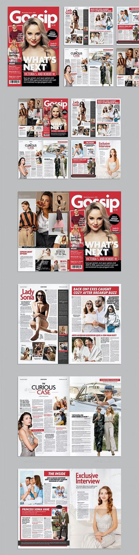 Gossip Magazine Template, Print Templates | GraphicRiver Gossip Magazine Aesthetic, Gossip Magazine Layout, Gossip Magazine, Newspaper Format, Inspi Photo, Font Logotype, Magazine Cover Template, Secret Websites, Magazine Contents