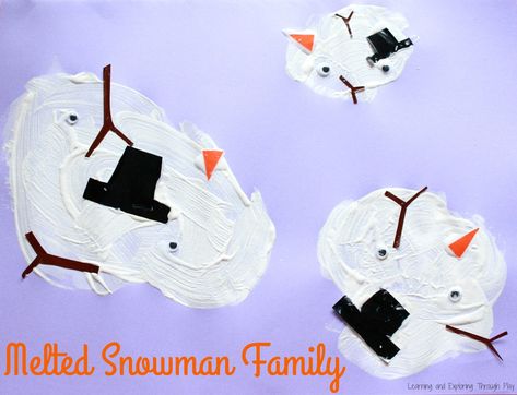 Melted Snowman Painting Craft great for Toddlers and Preschoolers. The messier the craft, the more effective it gets! Melted Snowman Art, Melted Snowman Craft, Winter Crafts Preschool, Prek Crafts, Snowman Art, Arts And Crafts Interiors, Melting Snowmen, Preschool Art Projects, Arts And Crafts Storage