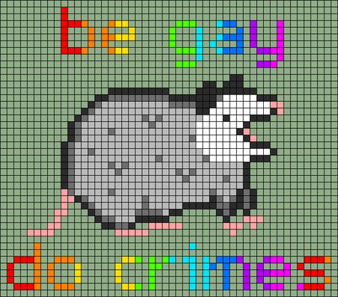 Detailed Pixel Art 32x32, Feminist Alpha Pattern, Possum Alpha Pattern, Opossum Cross Stitch, Pixel Art Pattern Funny, Pride Alpha Pattern, Alpha Patterns Funny, Animal Alpha Pattern, Funny Alpha Pattern