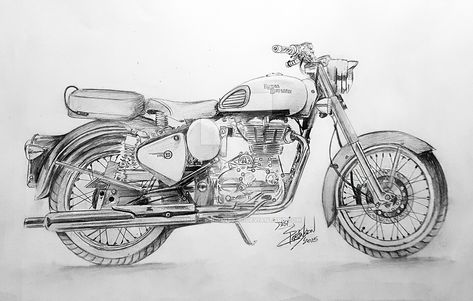 Bike Sketch Pencil, Royal Enfield Sketch, Royal Enfield Stickers, Motorbike Drawing, Royal Enfield Logo, Classic 350 Royal Enfield, Royal Enfield Wallpapers, Royal Enfield Accessories, Royal Enfield Modified