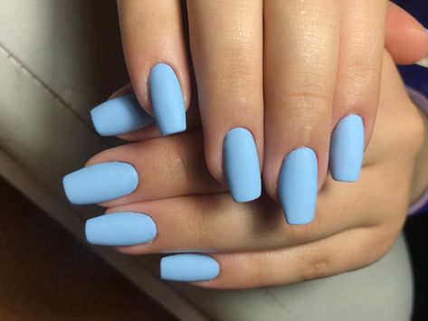 Light Blue Matte Nails Short, Boujie Nails, Matte Almond Nails, Solid Color Acrylic Nails, Blue Matte Nails, Classy Acrylic, Classy Acrylic Nails, Nail Idea, Great Nails