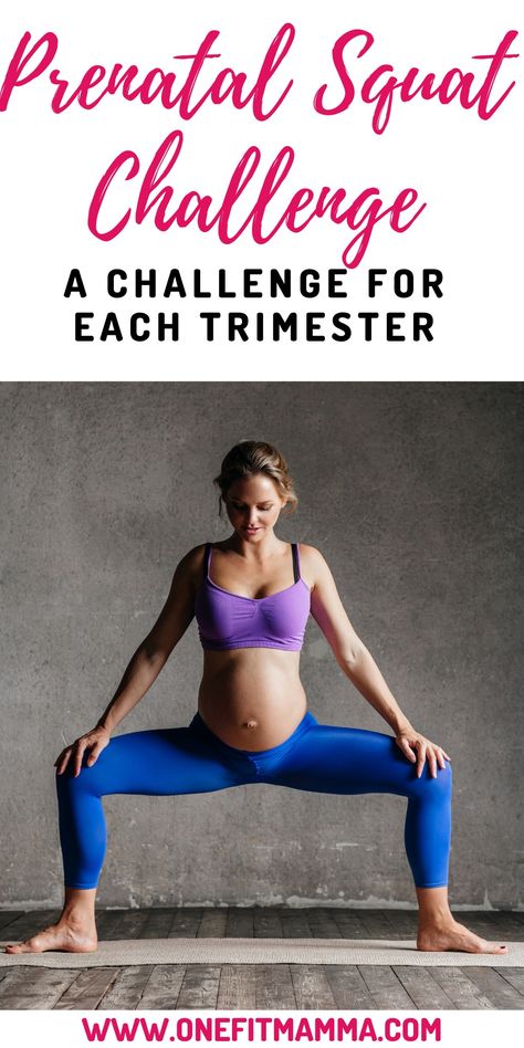 Squat challenges are an awesome way to work many parts of your body. This squat challenge is for each trimester of your pregnancy to help you stay fit and active. #pregnancy #challenge #squat Squats While Pregnant, Staying Fit During Pregnancy, Pregnancy Squats, Yoga Pregnancy, Pregnancy Pilates, Pregnancy Workout Videos, Pregnancy Exercise, Pregnancy Safe Workouts, Pregnancy Fitness