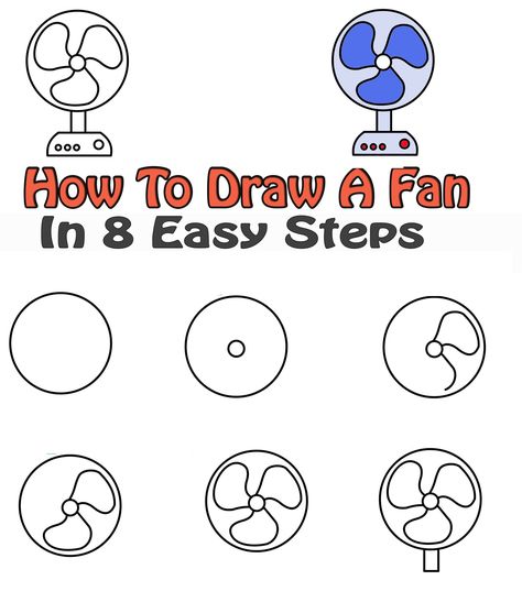 How To Draw A Fan With 8 Easy Steps 1 Drawing Easy Step By Step, Lol Coloring Pages, Lol Coloring, Fan Image, Easy Draw, Pedestal Fans, Fan Drawing, Draw Two, Drawing Activities