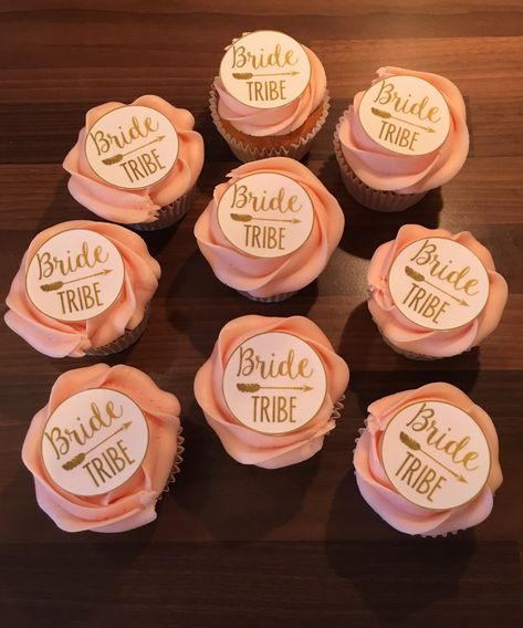 Bridesmaid cupcakes #bridetribe Bridesmaid Proposal Cupcakes, Bridesmaid Cupcakes, Bride To Be Cupcakes Ideas, Bachelorette Party Treats Desserts, Bachelorette Party Sweet Treats, Bachelorette Cupcake Ideas, Bachelorette Muffins, Hen Do Cupcakes Classy, Proposal Cupcakes