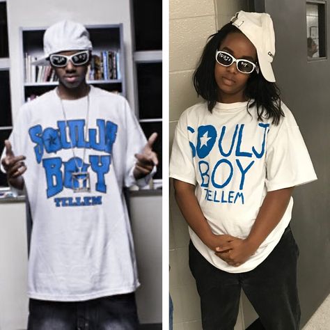 Celeb Halloween Costumes Ideas, Soulja Boy Halloween, Soulja Boy Costume Girl, Soujia Boy Costume, Soulja Boy Halloween Costume, Soulja Boy Outfits, Soulja Boy 2000s, Celeb Day Spirit Week, Solja Boi Costume