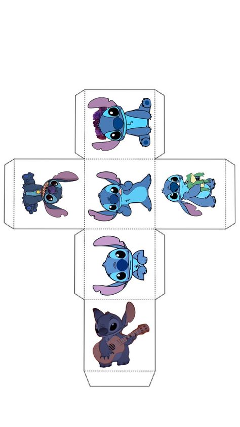 #Boxtemplate #stitch Stitch Paper Doll, Stitch Crafts For Kids, Stitch Printable, Cube Template, Stitch Games, Disney Activities, Stitch Box, Paper Cube, Pop Up Card Templates