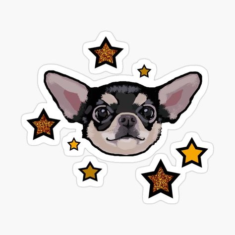 Chihuahua dog cartoon with stars. Perfect for any dog lover! #chihuahua #dog #cartoon . #Chihuahua_Cartoon #Chihuahua_Illustration #Dogs_Dress #Chibi_Dog Chihuahua Cartoon, Chihuahua Illustration, Chihuahua Drawing, Dogs Dress, Chi Dog, Arte Dachshund, Stars Poster, Black Chihuahua, Chihuahua Art