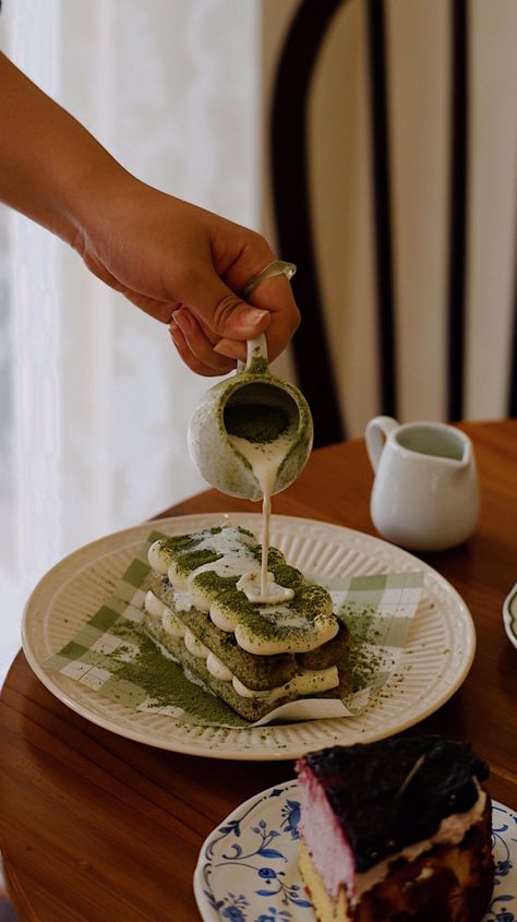 Matcha Tiramisu Aesthetic, Tiramisu Packaging, Matcha Tiramisu, Bake Sale Packaging, Matcha Cake, Matcha Drink, Tiramisu Cake, Simply Recipes, Bake Sale