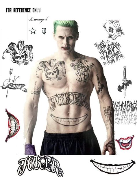 Jared Leto Joker Tattoo, Jared Leto Tattoo, Joker Jared Leto, Joker Tattoos, Jamie Campbell Bower Twilight, Jared Leto Joker, Leto Joker, Joker Costume, Halloween Stencils