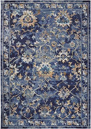 LR Home Gala Collection Area Rug, 8' x 10', Indigo Multi Holiday Rugs, Decorative Borders, Rug Sets, Rug Shapes, Blue And Gold, Blue Rug, Rug Cleaning, Blue Area Rugs, Indore