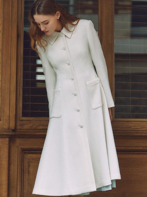 Olivia Stand Collar A-Line Tweed Coat Tweed Dress Outfit Classy, Tweed Dress Outfit, Tweed Overcoat, Tweed Material, Elegant White Dress, Winter Inspiration, Tweed Coat, Design Clothes, Tweed Dress