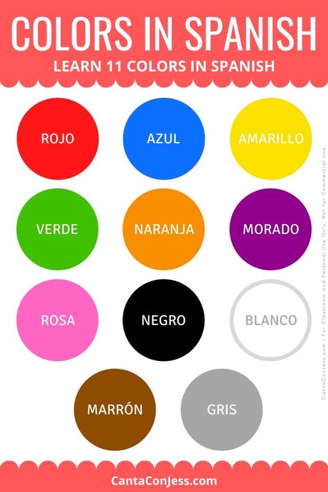 Learn Espanol Spanish Words, Color In Spanish, Learning Spanish Colors, Learning Spanish For Adults, Basic Spanish Words For Beginners, Colors In Spanish Free Printable, Spanish Colors Printable, Learn Spanish For Beginners Free, How To Learn Spanish For Beginners