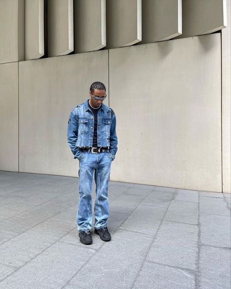 Full Jeans Outfit, Denim On Denim Outfit Men, Men Denim Outfit, Canadian Suit, Full Denim Outfit, Demin Outfit, All Denim Outfits, Mens Inspo, Denim Outfit Men